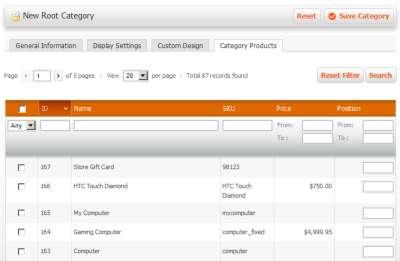 Category Products Tab This tab enables you to specify the products that belong to this category. 1. Check the relevant check boxes of the products you want to add.