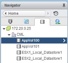 Create a Replay of the Datastore 18) In the Navigator pane, switch back to the Datastore view. Click to highlight AppVol100.