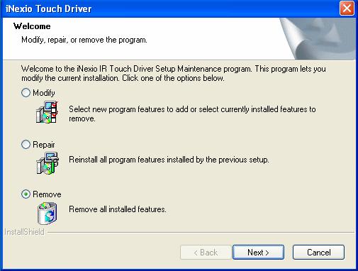 Uninstalling inexio Touch Driver 1.