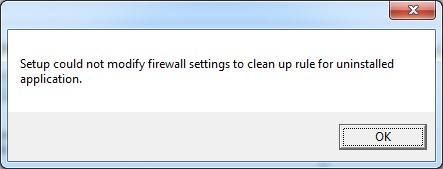 3.1.2. Failed modifying firewall rules If the installer for some reason should fail to modify firewall rules, an error message is displayed.