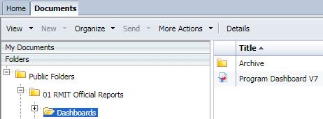 Click Log On. 4. Click on the expand icon against 01 RMIT Official Reports. 5. Select the Dashboards folder. 6.