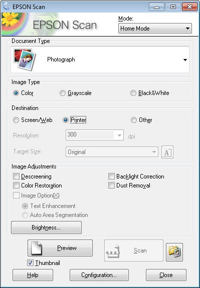 Scanning C Select Home Mode from the Mode list. D E F G H Select the Document Type setting. Select the Image Type setting.
