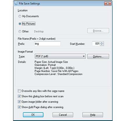 Scanning E Click Scan. F G Select PDF as the Type setting, and then click OK.