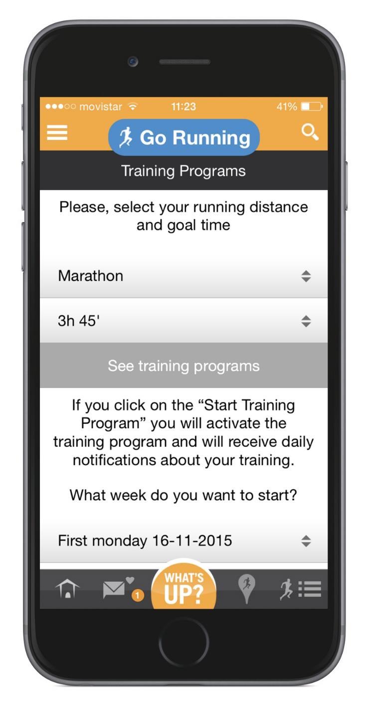 6 TRAINING PROGRAMS In the training programs, users can set up a workout session in order of the objective he or she has.