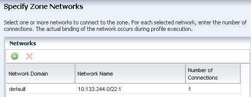 8. The default network domain appears on the page. Enter a network for the zone and the number of connections.
