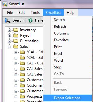 Connecting the Excel Document (Template) to the SmartList Favorite 1. Open SmartList.