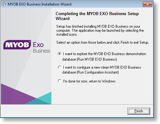 Note: Once a computer successfully connects to the database, a Computer profile is created for it in EXO Business Config. 14. The installation is now complete.