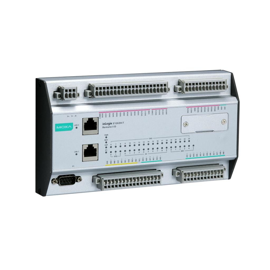 iologik E1200H Series Ethernet remote I/O for offshore wind power applications Features and Benefits User-definable Modbus TCP Slave addressing 2-port Ethernet switch for daisy-chain topologies