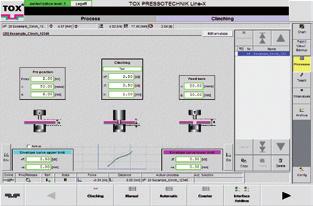 The TOX software HMI is used for user-friendly parameterization and visualization of the machine. It records the force-position diagrams and the parameterized intermediate and end values.