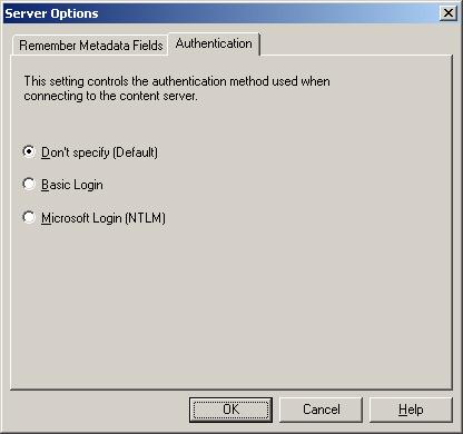 Server Options Dialog Element Help Description Click this button to display context-sensitive help information for this dialog. A.2.