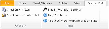 Integration Into Microsoft Outlook In an e-mail editing window (new message or forward message), the Oracle UCM toolbar contains the following option: Get Attachment: This option opens a dialog where