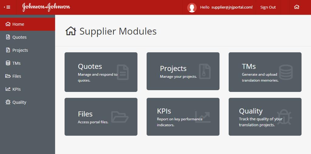 12 P a g e Supplier Modules The Supplier Modules page is the main entry page for the system, and is what you will see immediately after logging in.