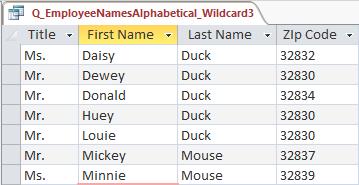 Wildcards In this example, we use an?