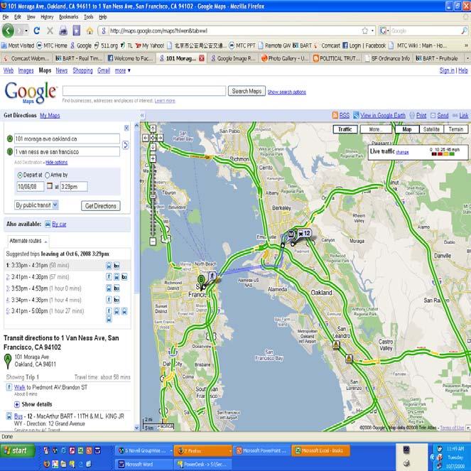 Google Maps Multi-modal trip planning through Google Maps Driving directions, traffic conditions & predictions,, cameras Transit trip planning for 20+ metro areas (54 systems) Interest in