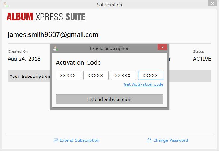 Figure 1:7: 'Extend Subscription' window You can change the password using the