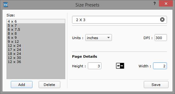 Figure 2:6: Editing available size Edit the desired parameters and save the changes with Save button. You can add new size by clicking on Add option located below available size list.
