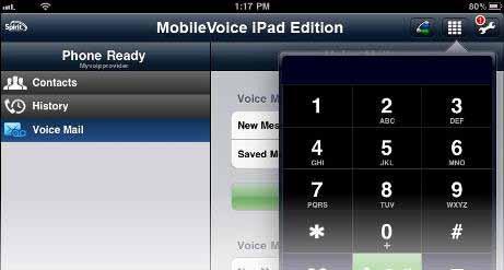 3.2 Using the MobileVoice Interface The Main Screen Navigation panel. Tap an item; the module opens on the right.