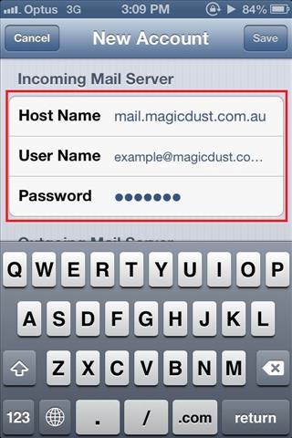 9. Enter your Outgoing Mail Server under Host Name. Host Name: mail.yoursitename.com.au where YourSiteName is replaced with your actual website name. For example, http://www.google.com.au would be mail.