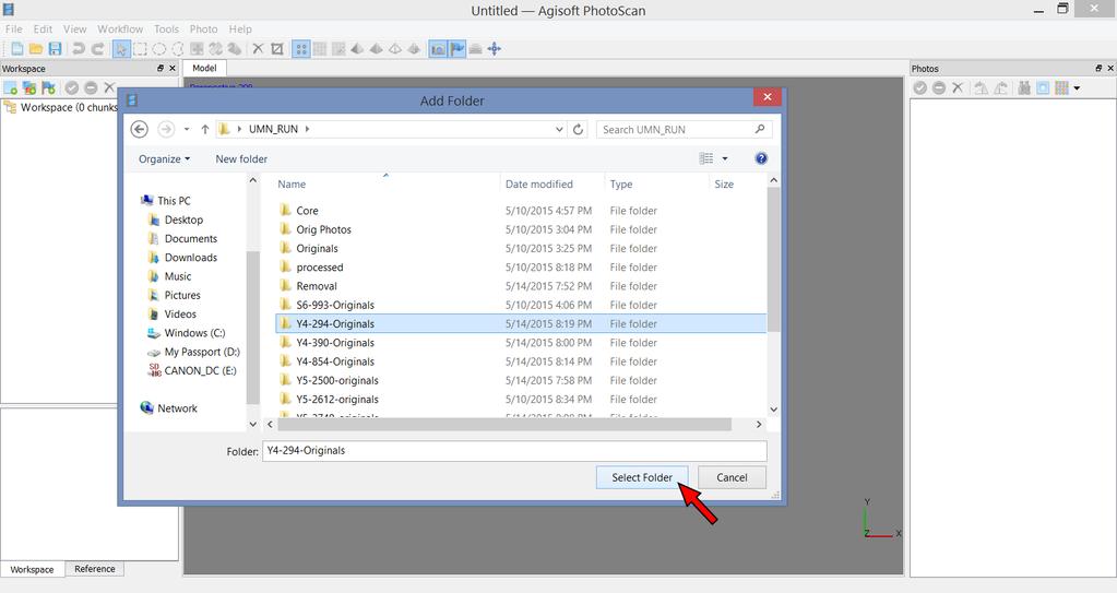 Step 1b - Importing photos and masks into Agisoft PhotoScan 1. Open Agisoft PhotoScan.