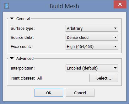 You now want to build a mesh based on the merged dense cloud.