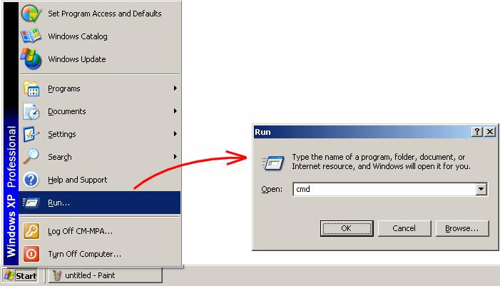 7. Running the Example Step Action 4 Check that the M258 controller really uses the IP address it was assigned: Execute the Run command of the Windows Start menu.
