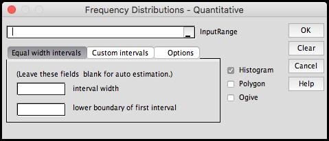 Frequency Distributions Quantitative The basic operation of this option is described in the Tutorial Example section above.