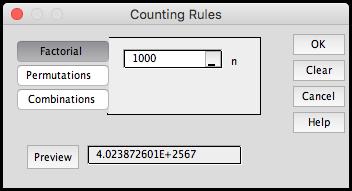 Probability Counting Rules The largest number Excel can handle is approximately 1.0E306, i.e., a number with 306 places to the right of the decimal.