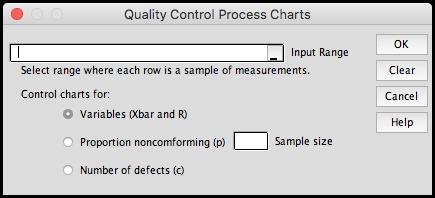 Quality Control Process Charts This option allows you to plot the most common quality control process charts.