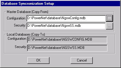 If you have not previously set up database synchronization, the Database Synchronization Setup dialog box displays.