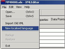 4.2.3 Creating a new language When starting a new localisation, you first have to copy the original XML-DB into a new database. Use the New localised language command and, when prompted, confirm it.