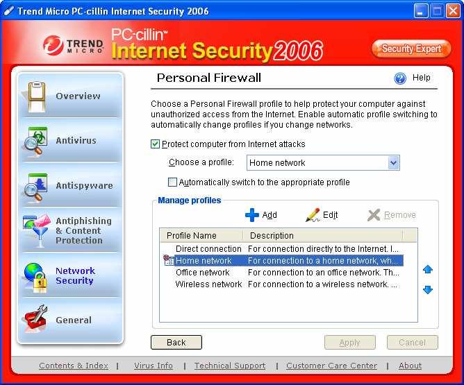 Firewall/Internet Security Settings for PC-cillin If you are using the PC-cillin Firewall, please permit (allow) the port 1352 on your Personal