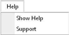 Help The Help menu is where users go to access help documentation and to request support. Show Help The Show Help menu allows users to access the available help documentation. 1.