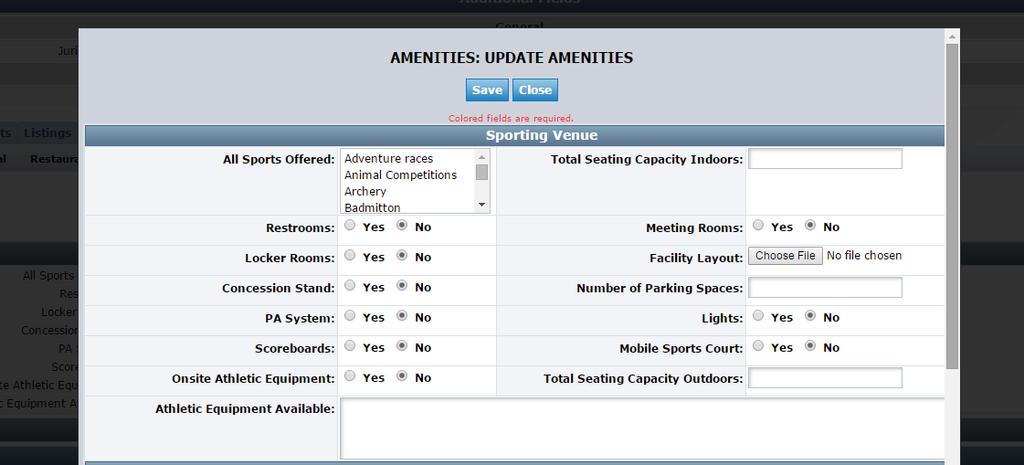 category. 2) To update your information click Edit Amenities.