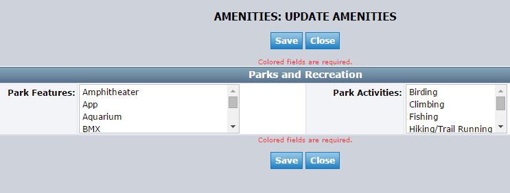 Under the Amenities Tab, click on the Parks and Recreation Tab if your property falls under this