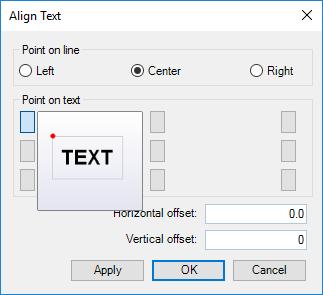 desired offset of the alignment Align text Aligns text on different sides and from different base points.