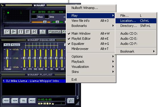 Winamp The design of the Winamp application differs from that of the other programs. So the steps needed to get a connection to a Centauri Streaming Server differ a bit, too.