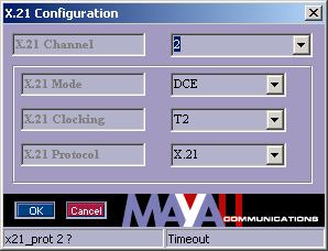 Configuration 5.1.10. Set X.21 parameter For the connection via X.21 it is possible to set different parameters. The following can be set: X.21 Channel (1 or 2) X.21 Mode (DTE or DCE) X.