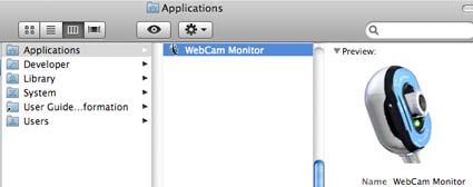 v. Open the application folder on your hard drive and click Webcam