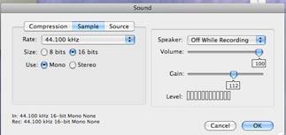 From this menu, you can also adjust gain and volume, by shifting the bars across to your desired level.