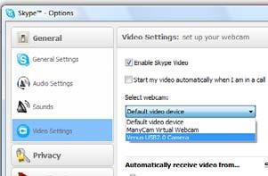 Just below the Webcam Selection box, click Webcam Settings to adjust
