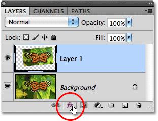 Click on the LAYER STYLES icon at the bottom of the Layer
