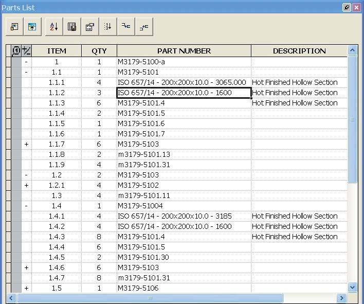 Associative Parts List Generate and update an accurate parts list in a fraction of the time required by traditional 2D methods virtually eliminating human error.