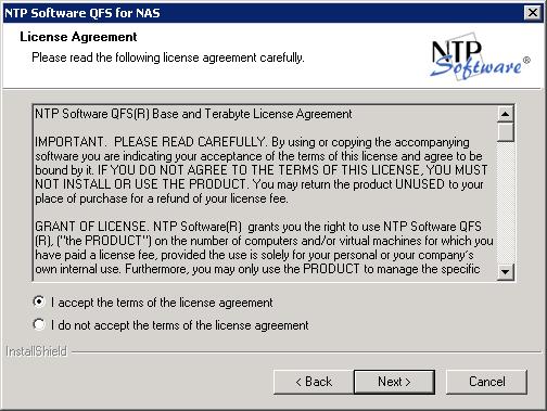 3. In the License Agreement dialog box, read the end-user license agreement.