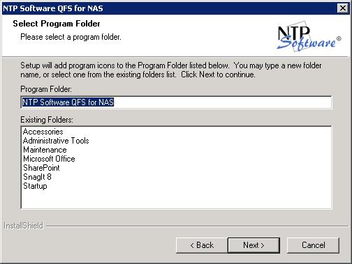 9. In the Select Program Folder dialog box, select the program folder to host the
