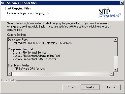 10. In the Start Copying Files dialog box, review your components and Isilon connector information.