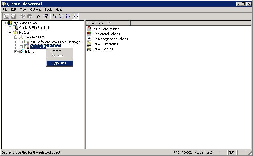 3. In the left pane, expand the server on which NTP Software QFS is installed and rightclick