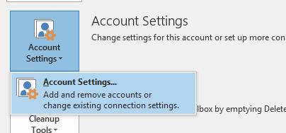 1. In Info, select Account Settings, and then select Account Settings