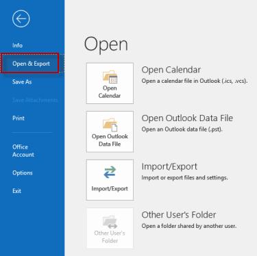 2. Import and export files, settings, and RSS feeds into Outlook. 3.