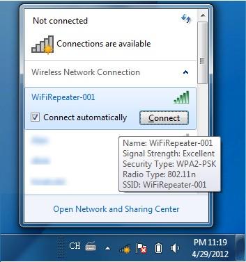 4.6. Starting Setup in Web UI Default SSID: WiFiRepeater-001 *Default Wireless Security: None STEP 1: Please use your PC to site survey the wireless signal of WNAP-1260, and connect your PC with it