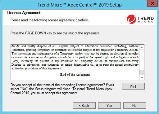 Trend Micro Apex Central Installation Guide The Software License Agreement screen appears. Figure 3-2. Agree with the License Agreement 5.